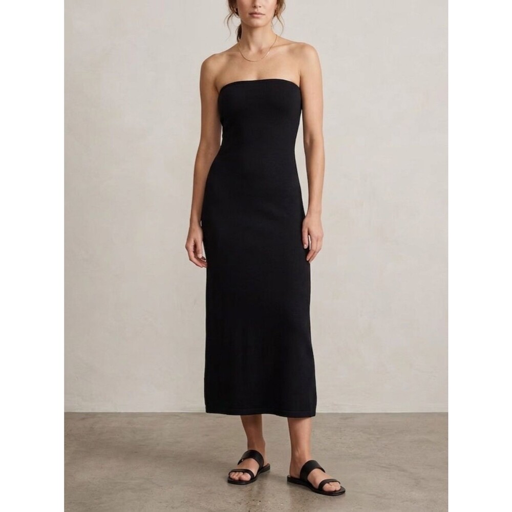 Free People Rio Strapless Sweater Maxi Dress Black Small